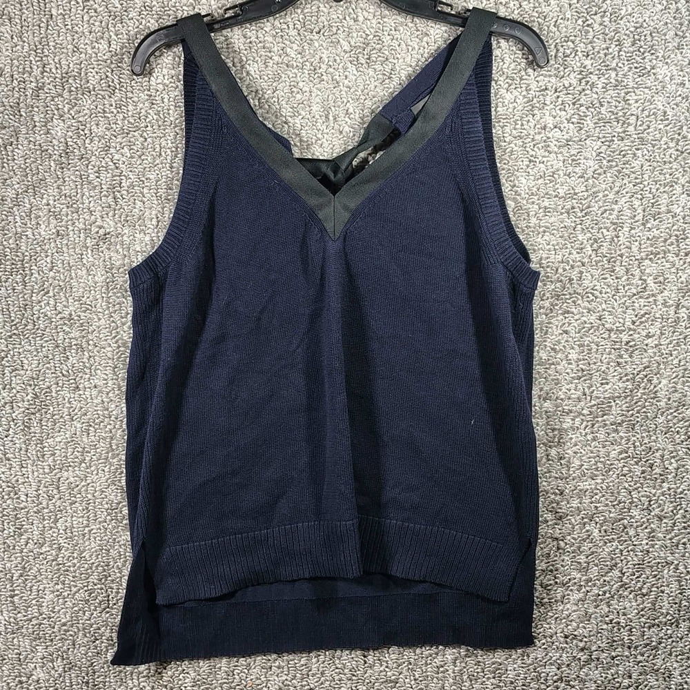 J. Crew Sweater Tank Navy Blue Grosgrain Tie Back Preppy Women Large